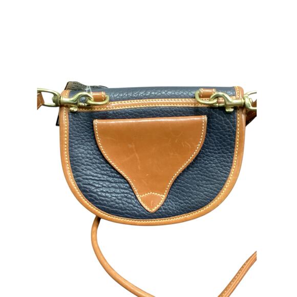 VTG Dooney&Bourke Purse/Small Crossbody Women’s 1Size Genuine Leather Navy&Brown - Picture 2 of 9